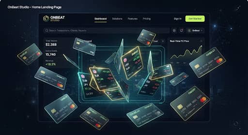 Placeholder still: fintech ledger cards flipping in synchronised motion