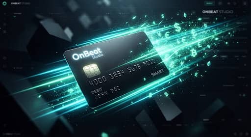 Placeholder still: black smart card slicing through neon speed trails